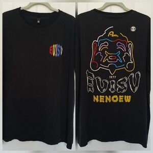 EVISU T-Shirt Men's 5XL Graphic Tee Made In Japan Patch Logo Black Cotton Nenoew